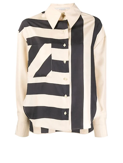 Silk Blouse Wide Stripe Print