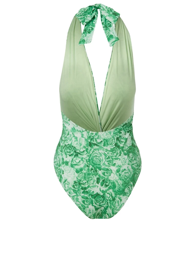 Twist One-Piece Swimsuit Floral Print