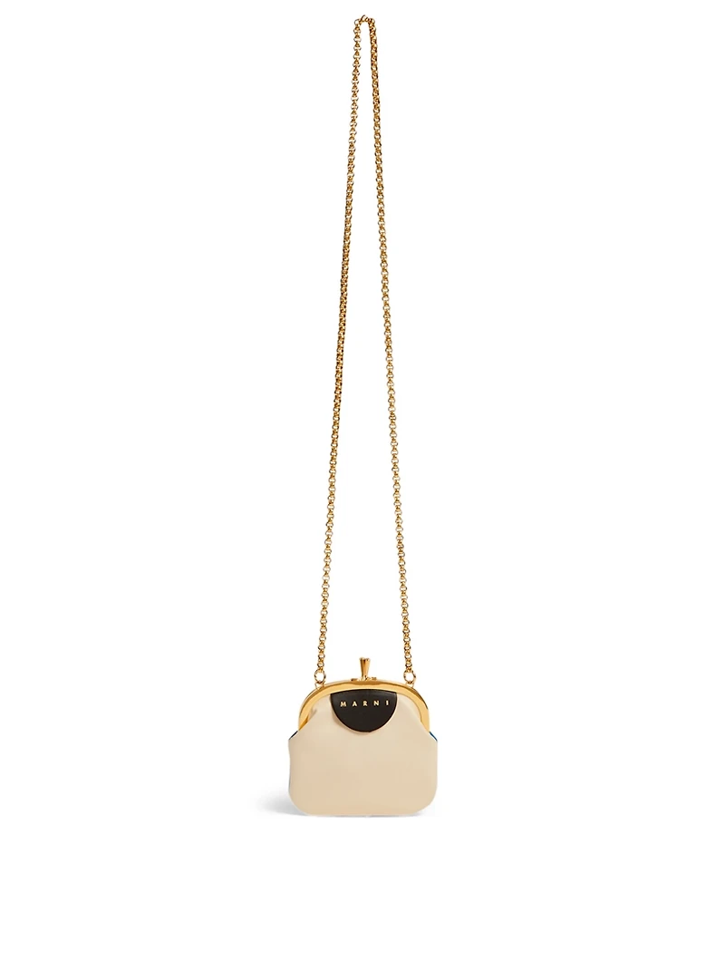 Frame Leather Chain Pouch Bag