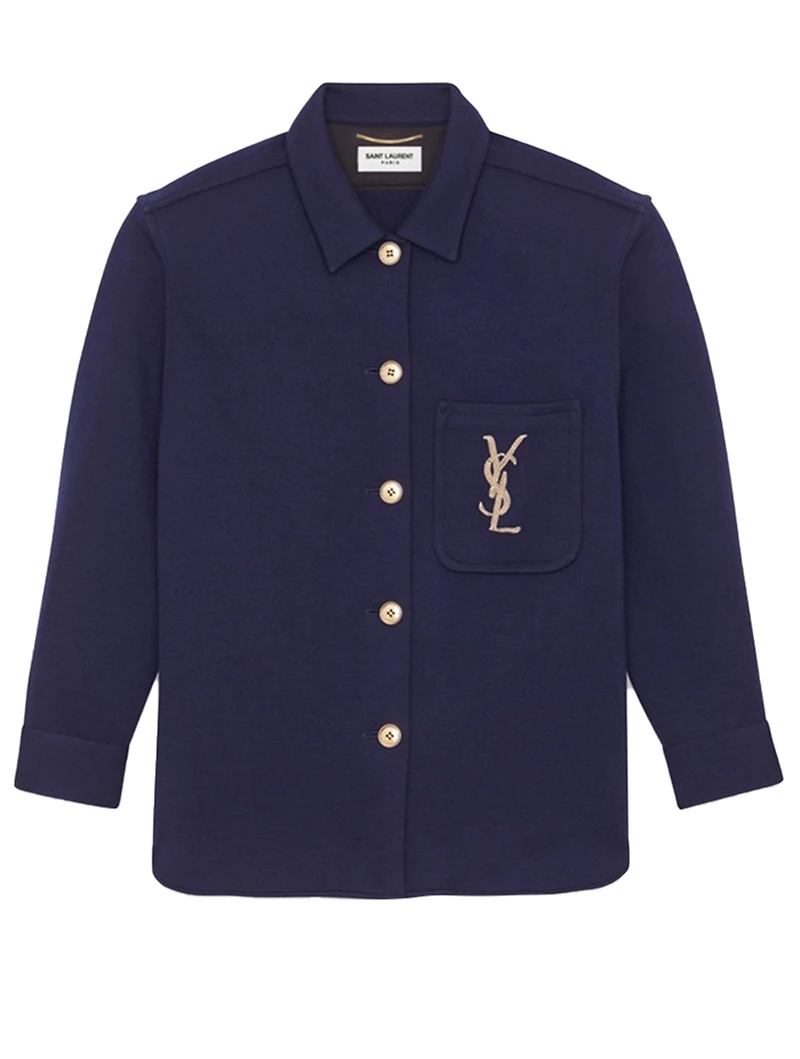 Wool Jersey Overshirt With Embroidered Monogram