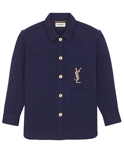 Wool Jersey Overshirt With Embroidered Monogram