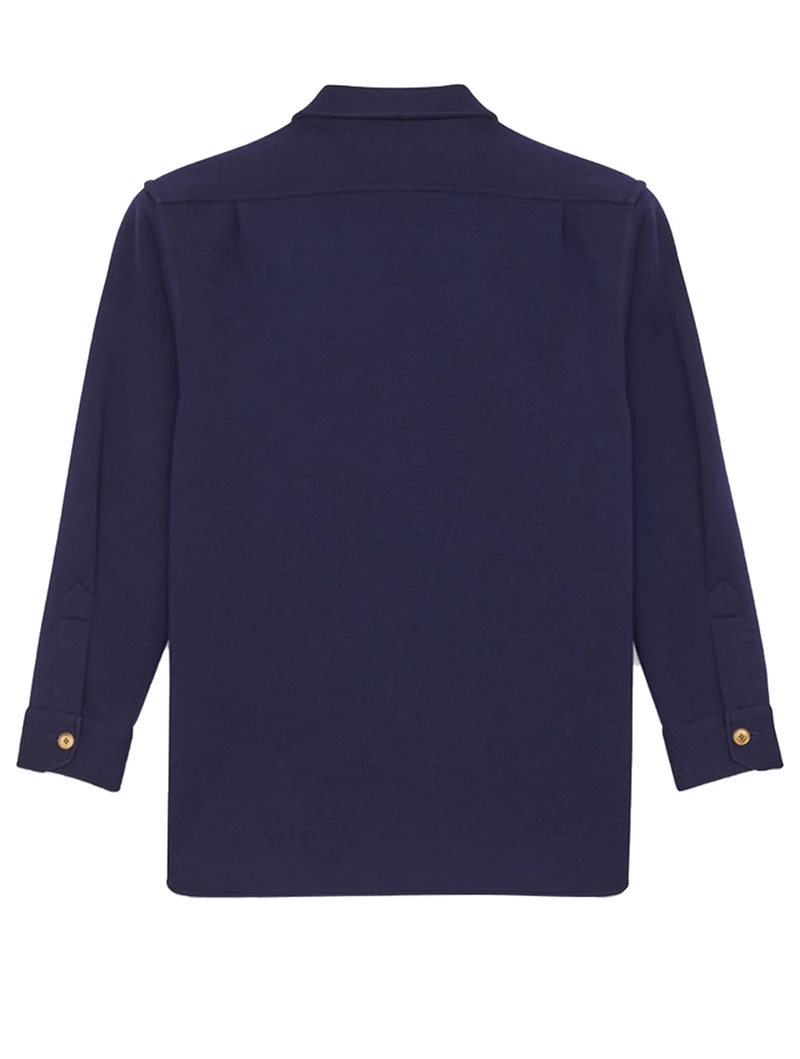 Wool Jersey Overshirt With Embroidered Monogram