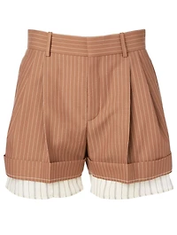 Wool Shorts Pinstripe Print