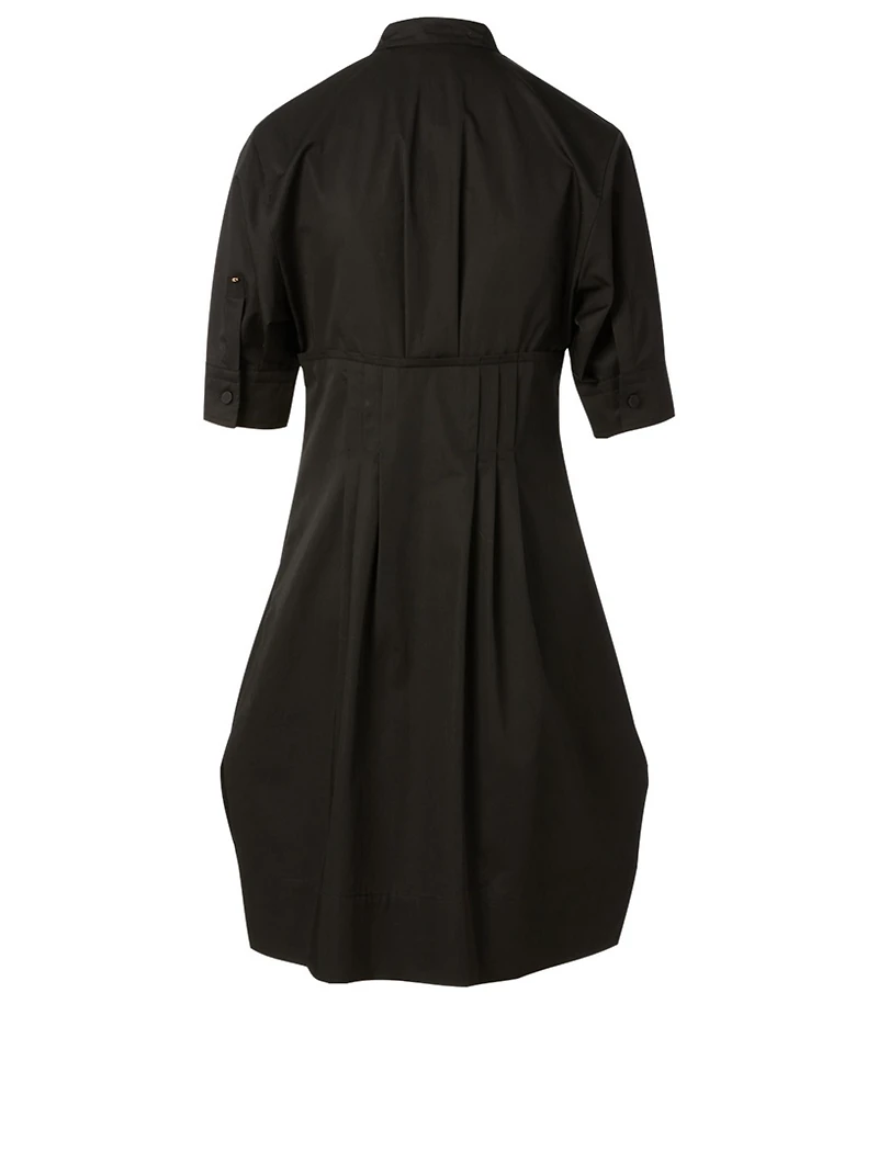 Cotton Pleat Front Shirt Dress
