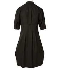 Cotton Pleat Front Shirt Dress