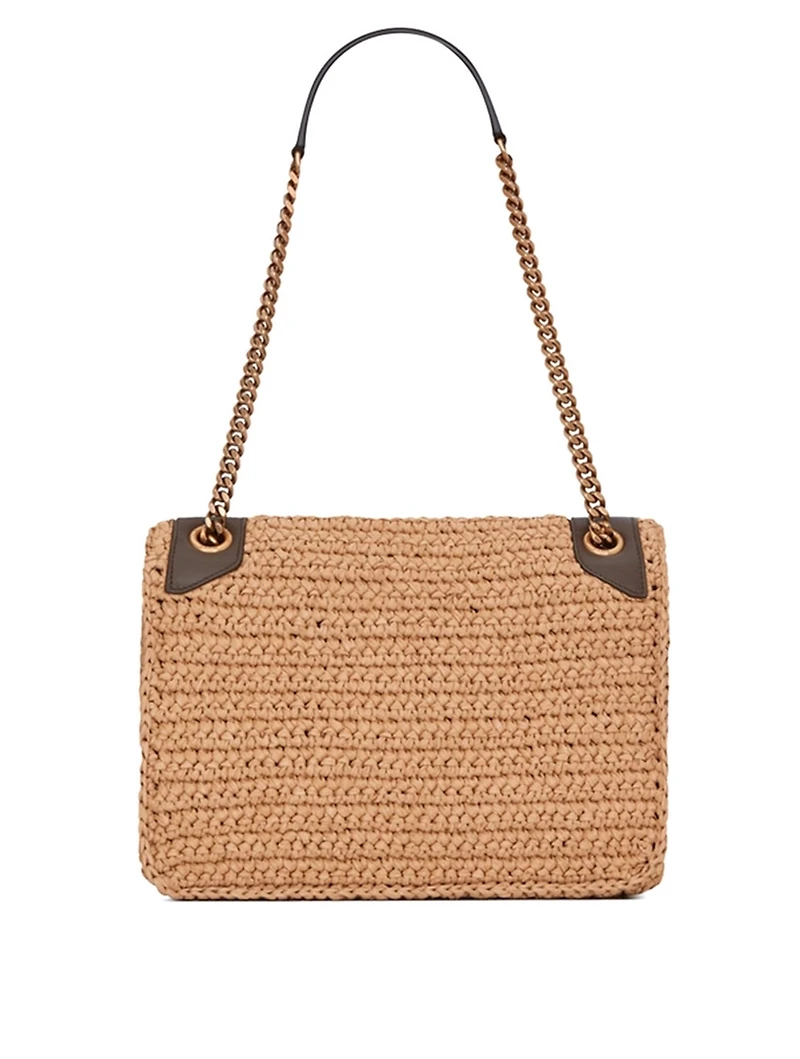 Medium Niki Raffia And Leather Bag