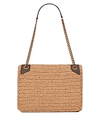 Medium Niki Raffia And Leather Bag