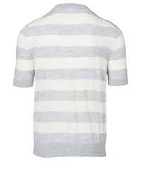 Wool Short-Sleeve Sweater Striped Print