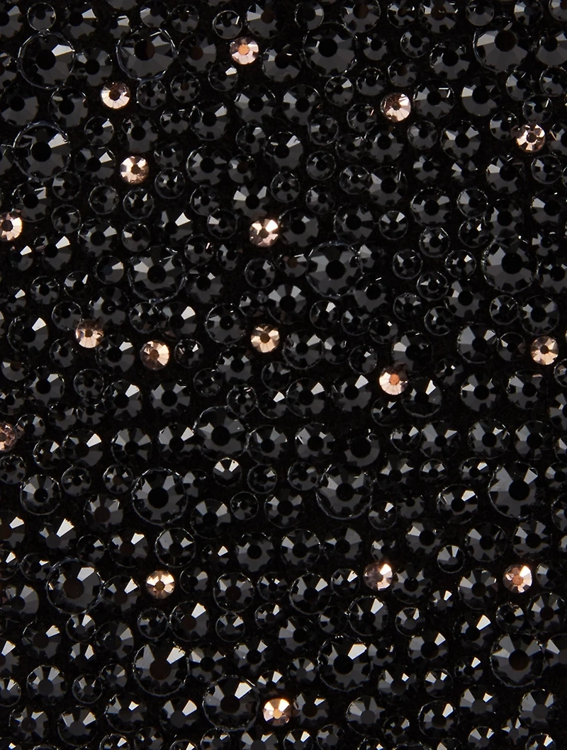 Four-Ring Leather Jewelled Box Clutch Bag With Crystals
