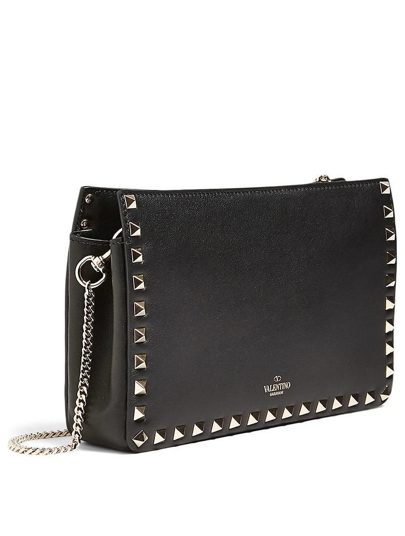 Rockstud Leather Chain Clutch Bag