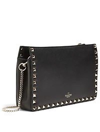 Rockstud Leather Chain Clutch Bag