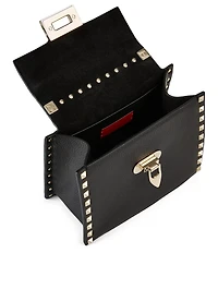 Small Rockstud Leather Top Handle Bag