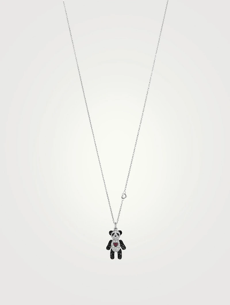 Petite Je T'Aime Bo Bo 18K White Gold Necklace With Diamonds