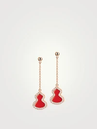 Petite Wulu 18K Rose Gold Earrings With Red Agate And Diamonds