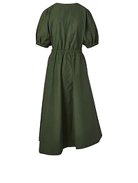 Gathered-Sleeve Utility Dress