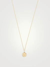 Small 14K Gold Evil Eye Coin Necklace With Diamond