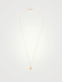 Small 14K Gold Evil Eye Coin Necklace With Diamond