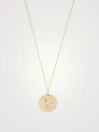 14K Gold Coin Necklace With Diamonds