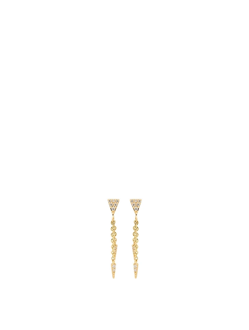 14K Gold Fringe Drop Earrings With Diamonds