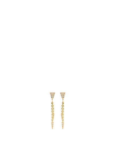 14K Gold Fringe Drop Earrings With Diamonds