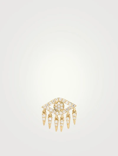 14K Gold Evil Eye Stud Earring With Diamonds