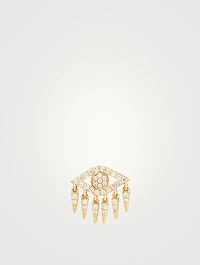 14K Gold Evil Eye Stud Earring With Diamonds