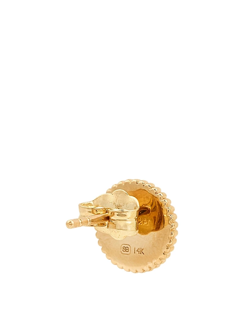 Small Evil Eye Coin Stud Earring With Diamond