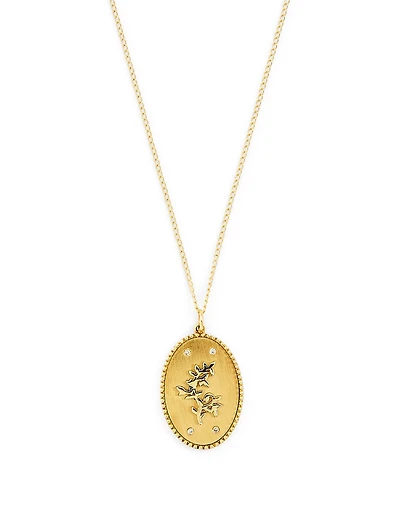 Pomegranate Vine 10K Gold Pendant Necklace - 18" Chain