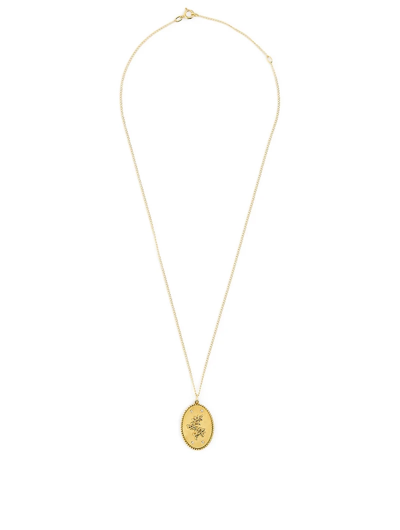 Pomegranate Vine 10K Gold Pendant Necklace - 18" Chain