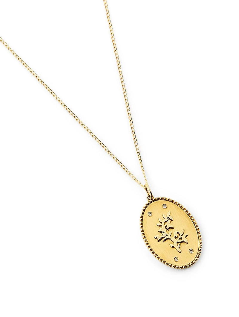 Pomegranate Vine 10K Gold Pendant Necklace - 18" Chain