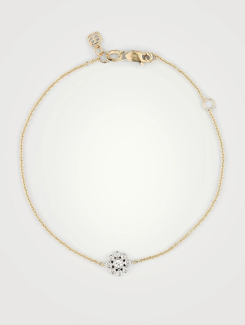14K Gold Daisy Bracelet With Diamonds