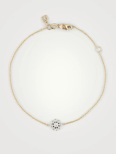 14K Gold Daisy Bracelet With Diamonds