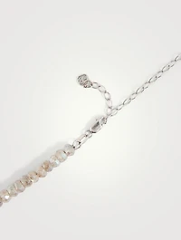 Labradorite Beaded Necklace With 14K White Gold Diamond Ball Charm