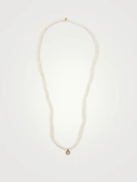 Beaded Necklace With 14K Gold Diamond Coin Charm