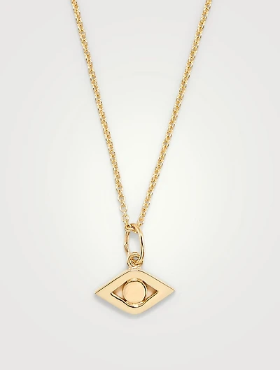 Medium 14K Gold Evil Eye Charm Necklace
