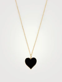 14K Gold Enamel Heart Necklace