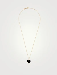 14K Gold Enamel Heart Necklace