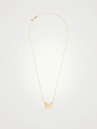 14K Gold Butterfly Necklace With Diamonds