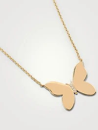 14K Gold Butterfly Necklace With Diamonds