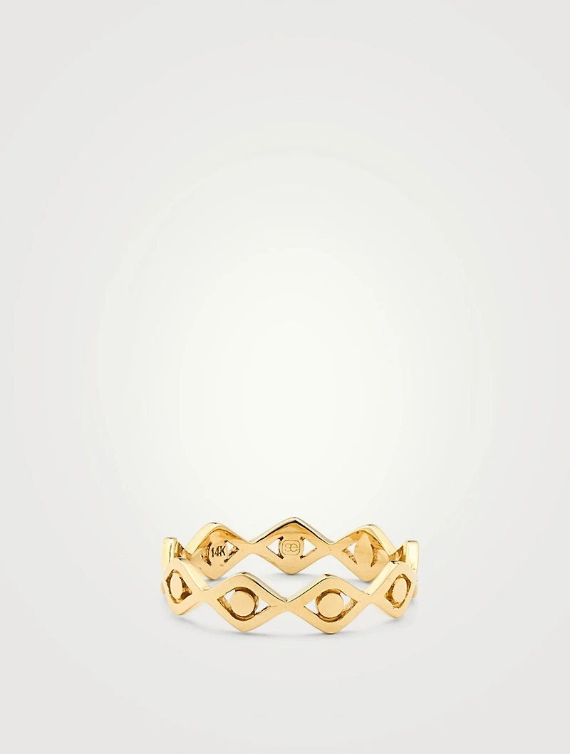 14K Gold Evil Eye Ring