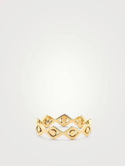 14K Gold Evil Eye Ring