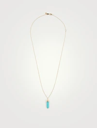 14K Gold Necklace With Turquoise And Diamond