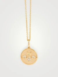 14K Gold Bee Coin Necklace With Diamonds