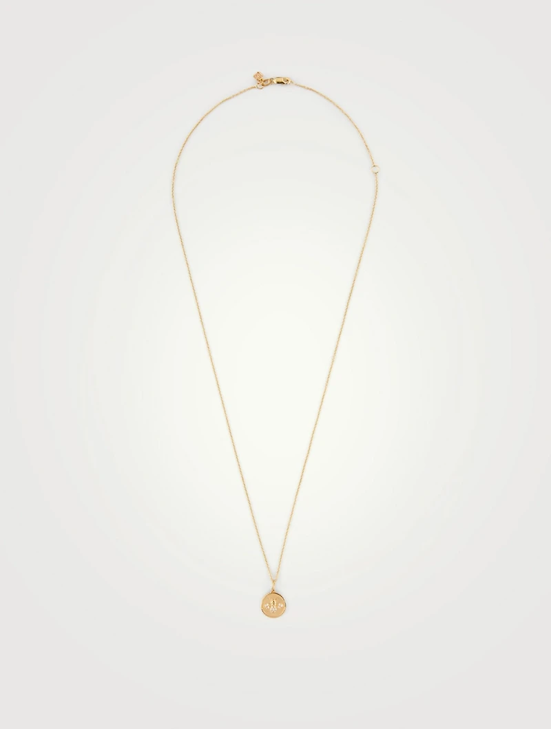 14K Gold Bee Coin Necklace With Diamonds
