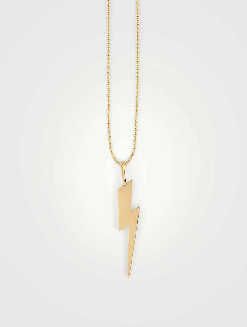 14K Gold Pure Lightning Bolt Necklace