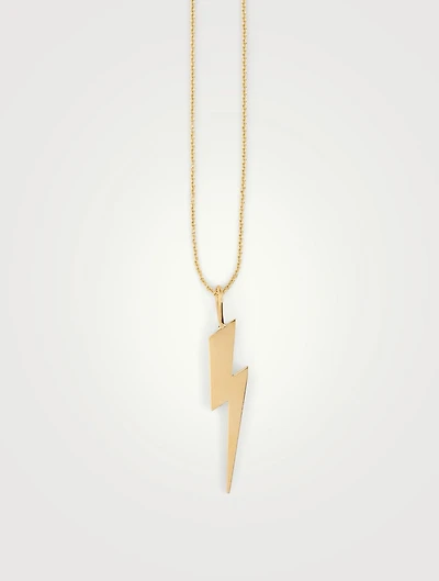 14K Gold Pure Lightning Bolt Necklace
