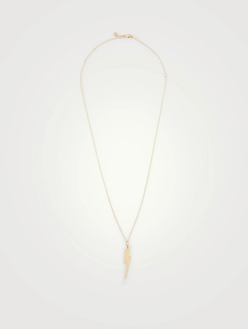 14K Gold Pure Lightning Bolt Necklace