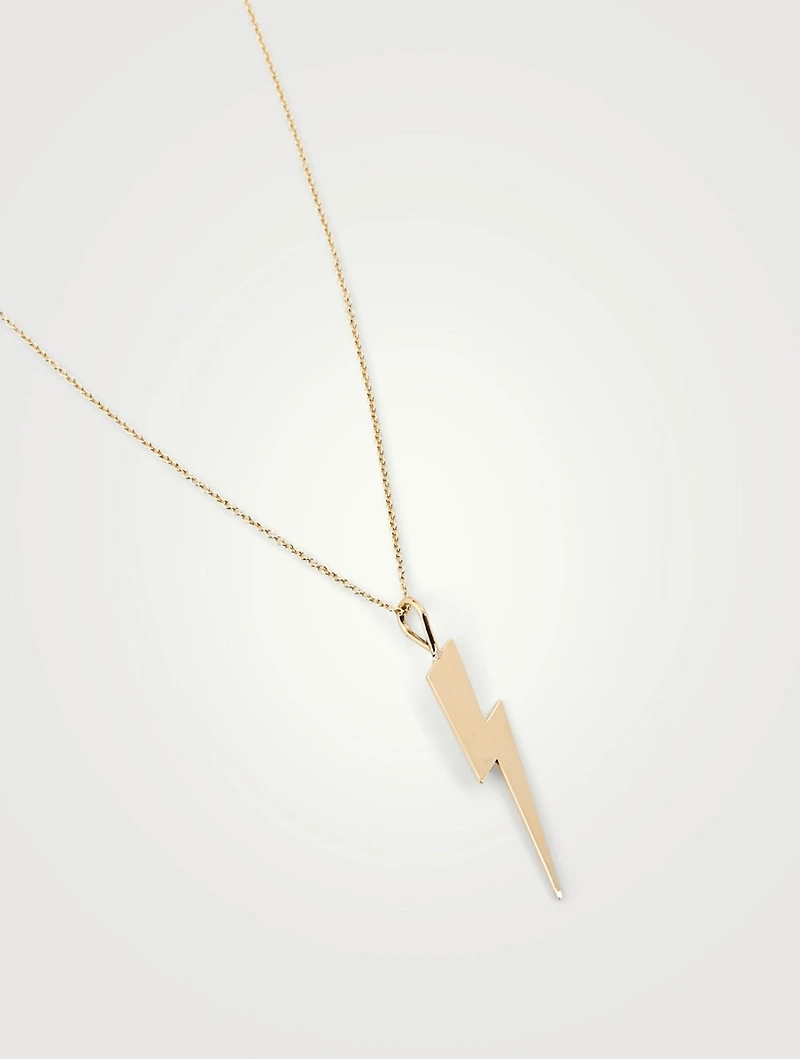 14K Gold Pure Lightning Bolt Necklace