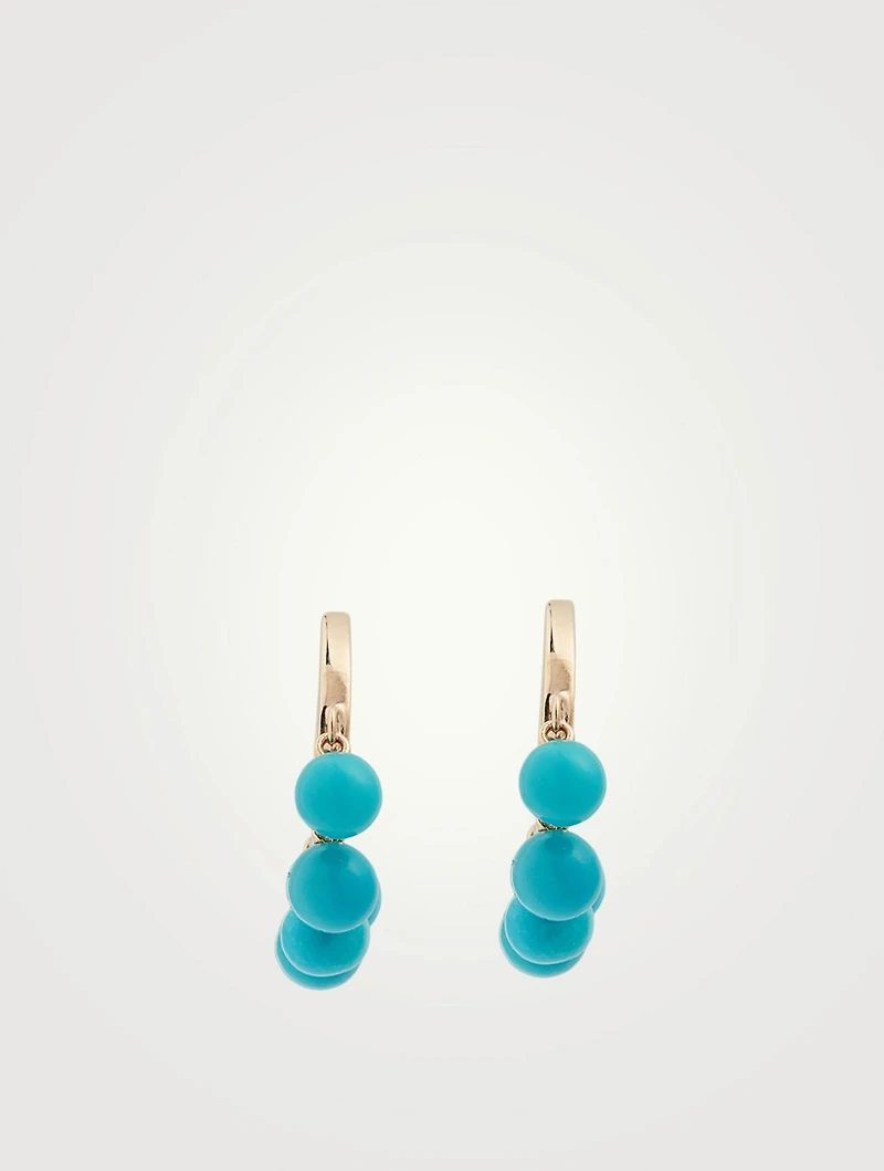 14K Gold Huggie Hoop Earrings With Turquoise