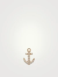 Tiny 14K Gold Anchor Stud Earring With Diamonds